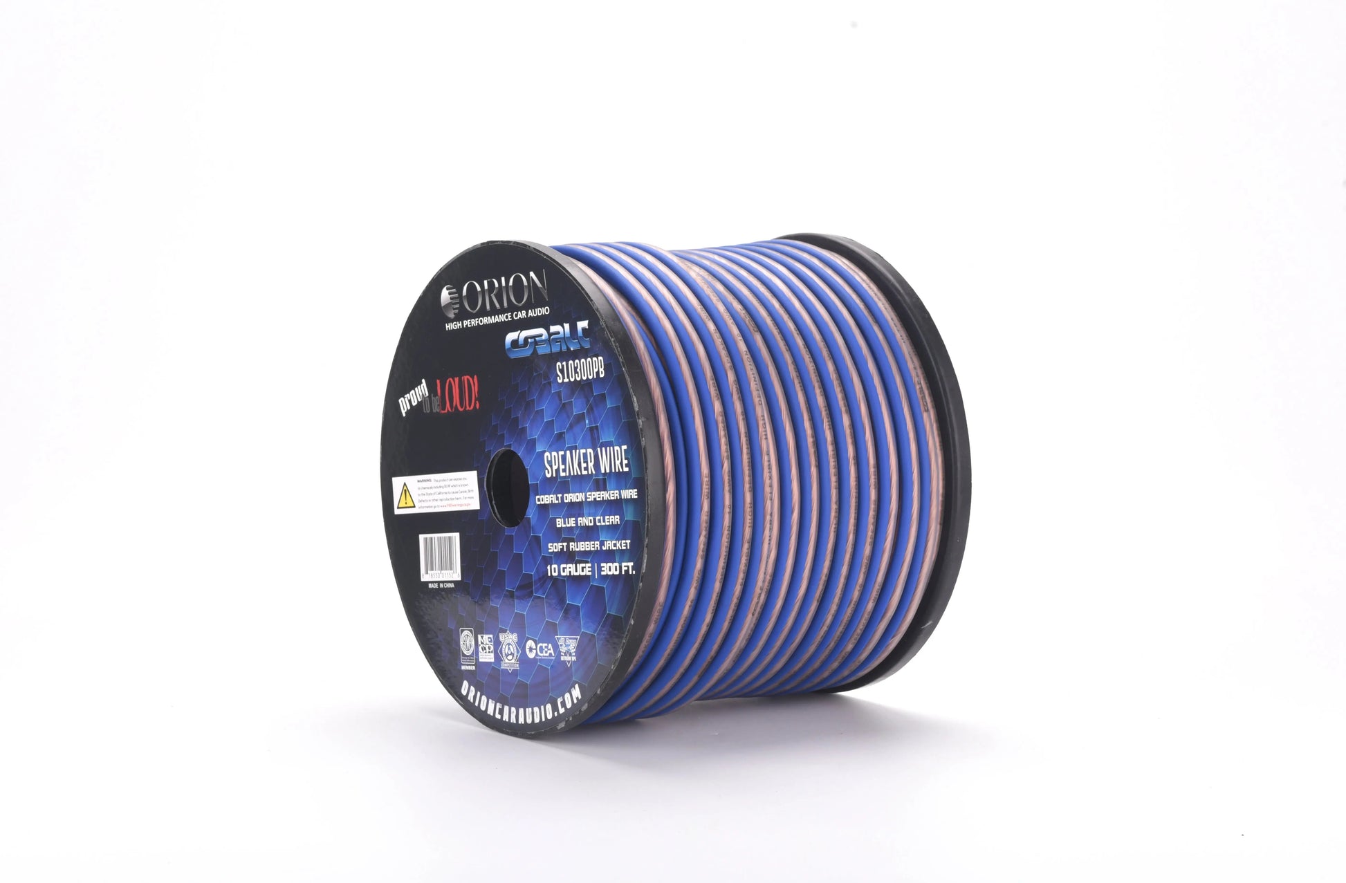 Orion S10300PB Cobalt Series Speaker Wire 10 Gauge Blue/Clear (300ft Roll) Orion