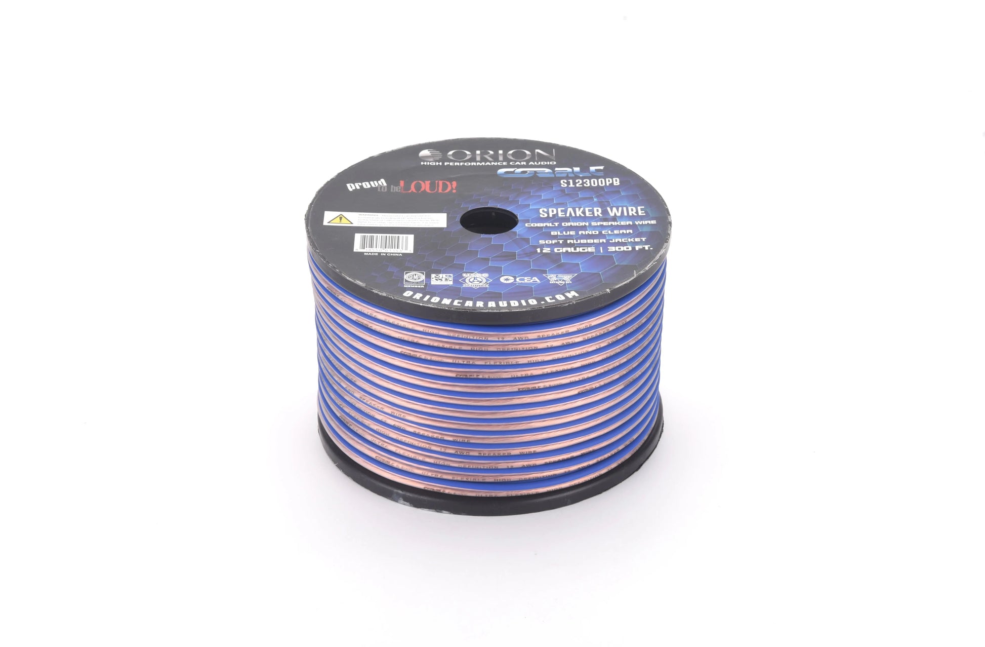 Orion S12300PB Cobalt Series Speaker Wire 12 Gauge Blue/Clear (300ft Roll) Orion