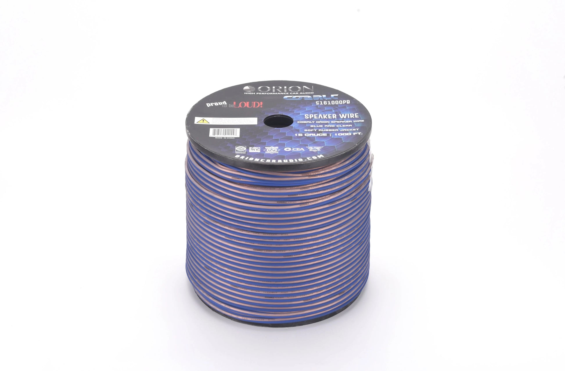 Orion S161000PB Wired Series Speaker Wire 16 Gauge Blue/Clear (1000ft Roll) Orion