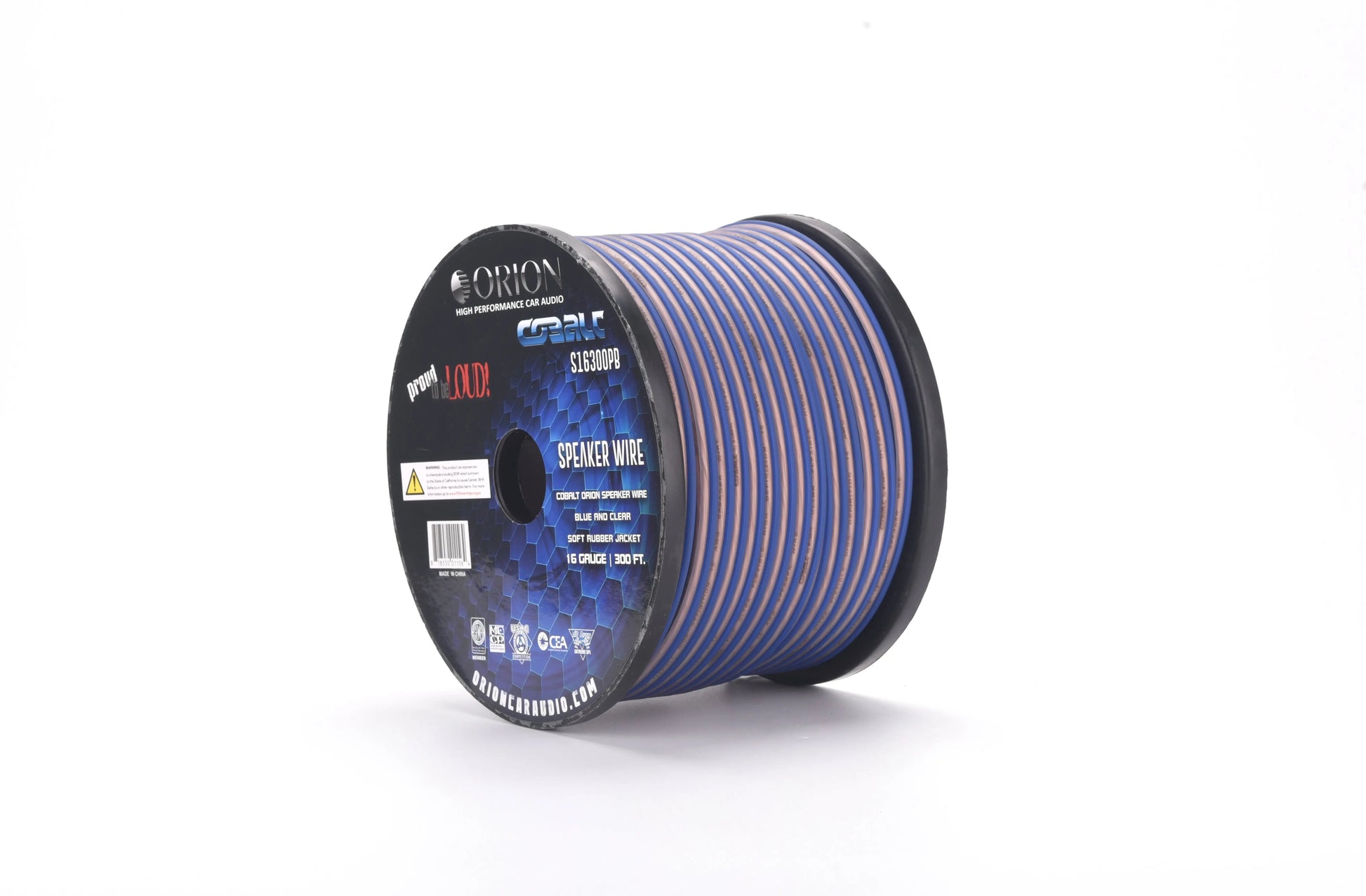 Orion S16300PB Cobalt Series Speaker Wire 16 Gauge Blue/Clear (300ft Roll) Orion