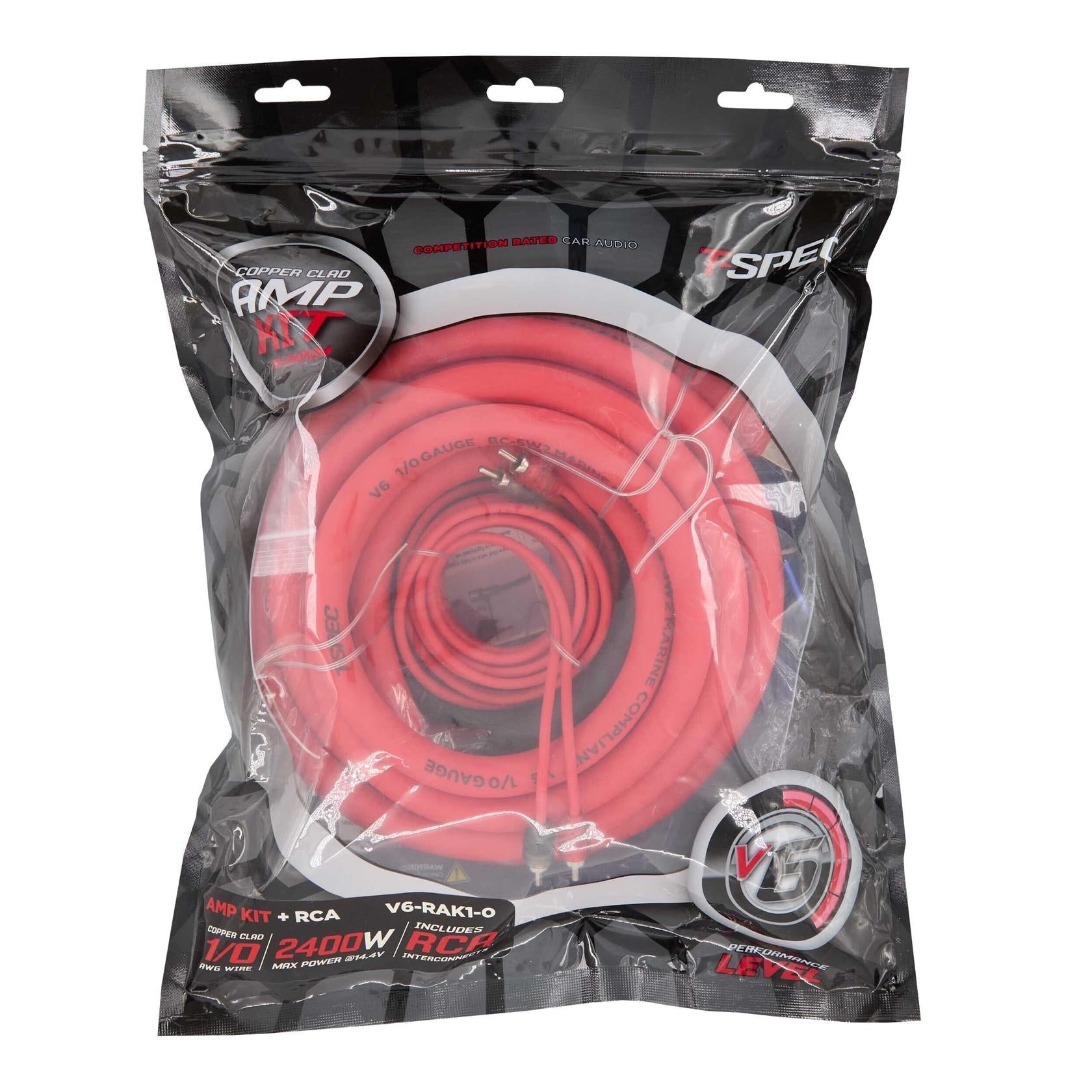 T-SPEC V6-RAK1-0 V6 Series Amp Installation Kit with RCA Cables (1/0 Gauge) T-Spec