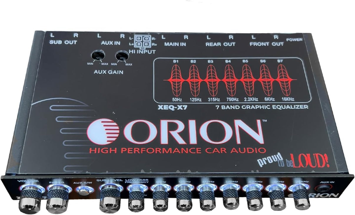 Orion XEQ-X7 7-Band Graphic Equalizer with Front 3.5mm AUX Input Orion