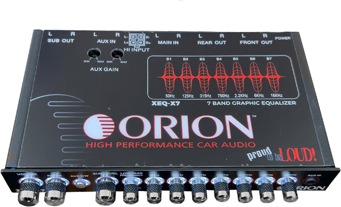 Orion XEQ-X7 7-Band Graphic Equalizer with Front 3.5mm AUX Input Orion
