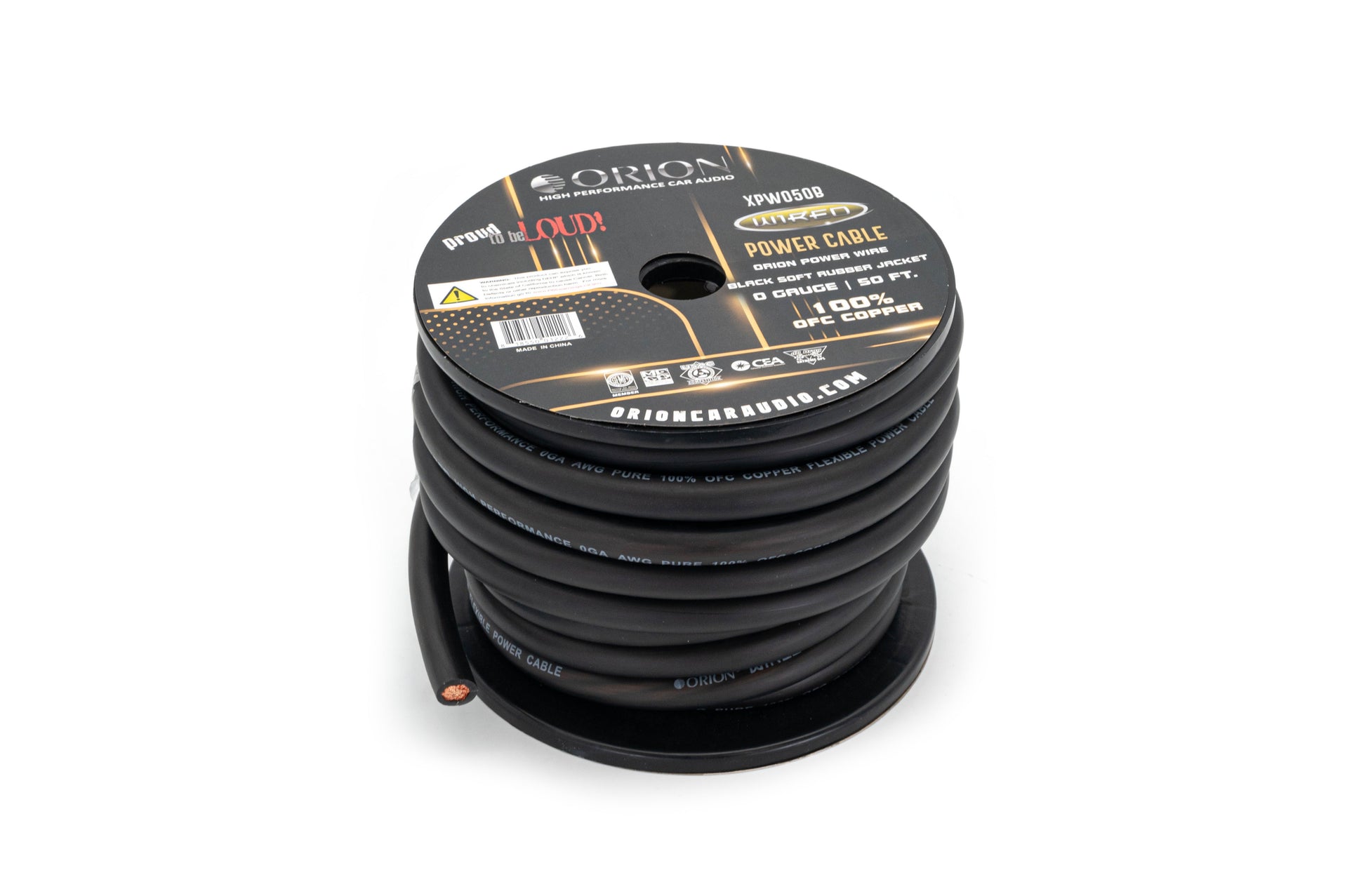 Orion XPW050B Orion XPW050B 0 Gauge 100% OFC Power Wire 50ft Pure Copper Amp Battery Cable (Black) Orion