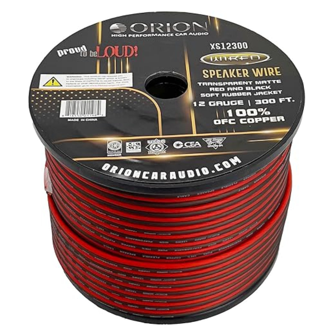 Orion XS12300 12 Gauge OFC Speaker Wire  300 Ft Speaker Cable for Car Audio, Home Theater & Pro Audio Systems Orion