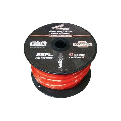 Audiopipe TPW-0CPR.25R 0ga Power Cable Copper 25 Ft Red