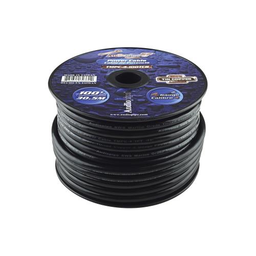Audiopipe TMPC-4-100TCB Marine 4 Gauge 100 Feet Black Tinned 100% Pure Copper Power Cable Audiopipe