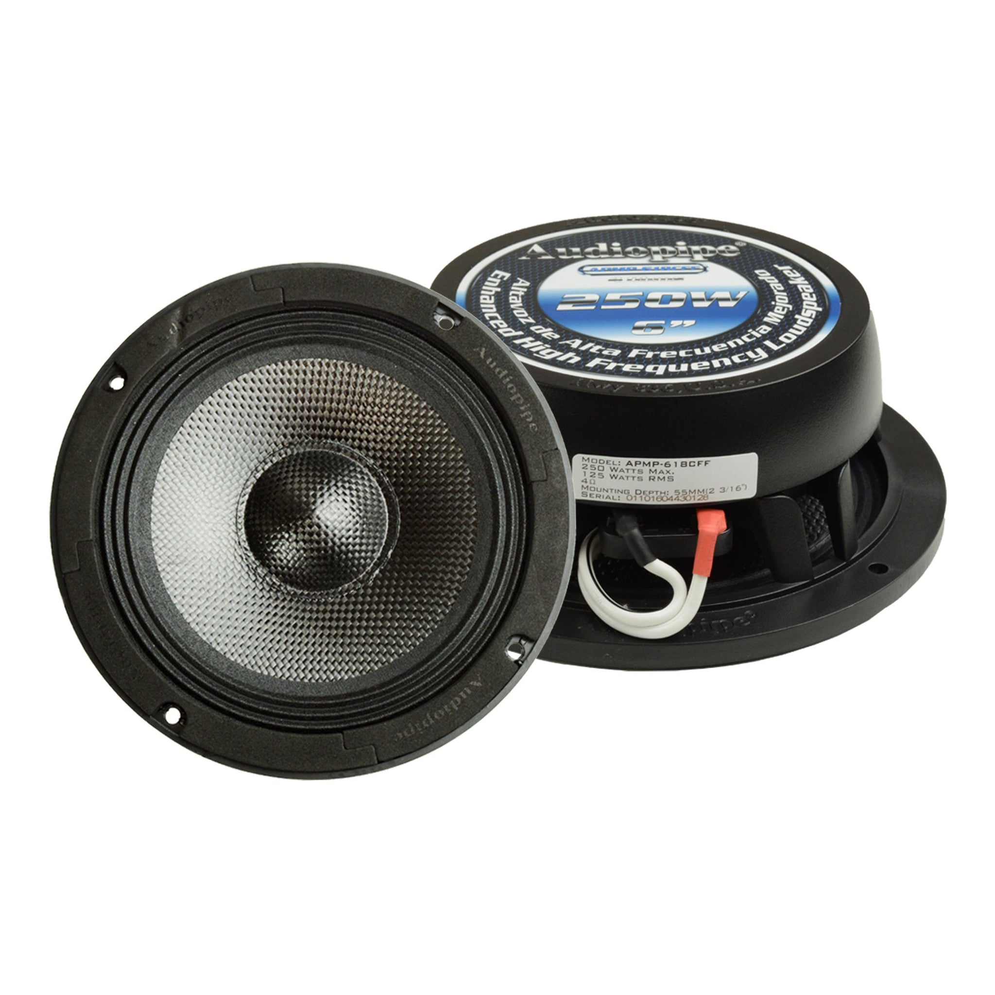 Audiopipe APMP-618CFF APMP-618CFF 250 Watts 6.5” High Mid Frequency Loudspeaker