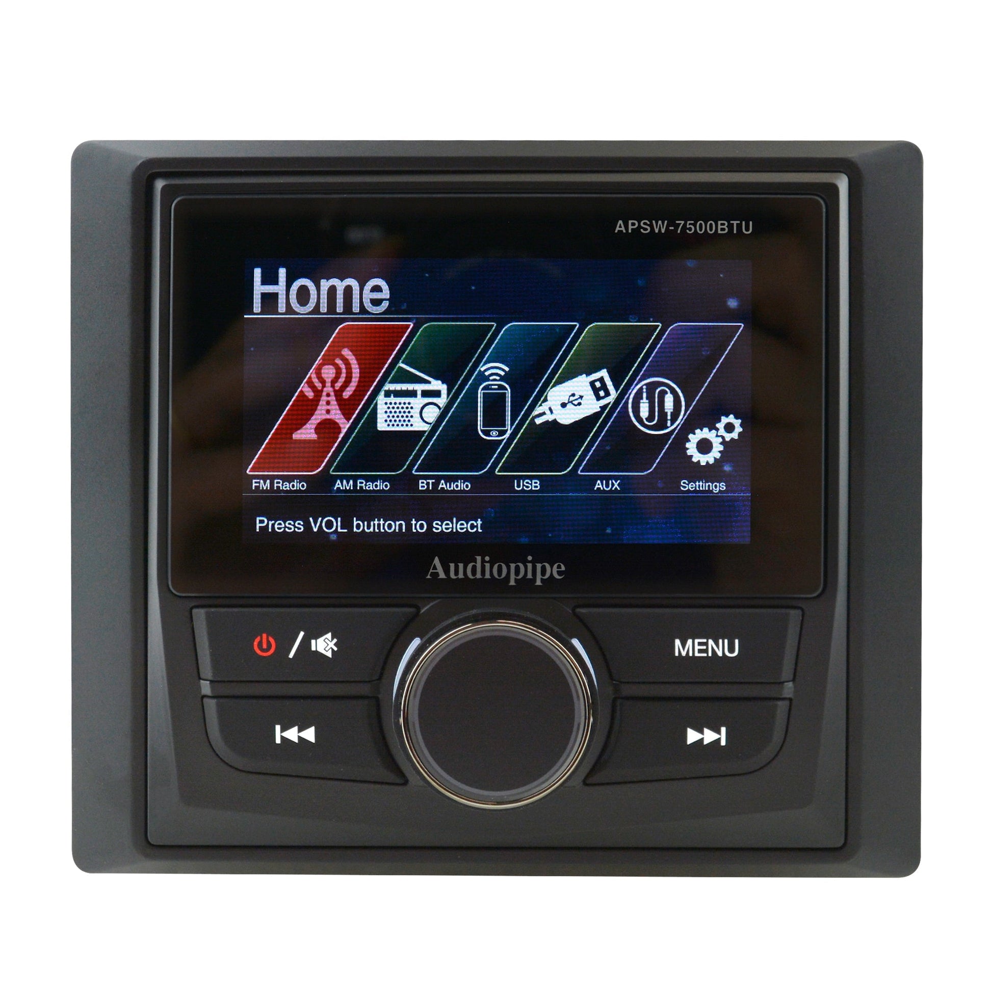 Audiopipe APSW-7500BTU  3” TFT LCD High Definition Multimedia Marine Head Unit Excalibur