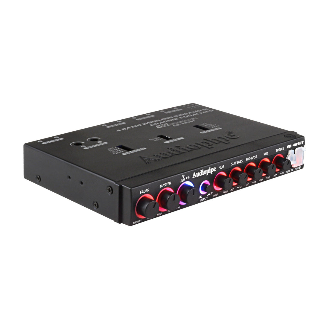 Audiopipe EQ-495BT Audiopipe 4 Band Wireless Streaming Graphic Equalizer with USB and AUX (EQ-495BT) Audiopipe