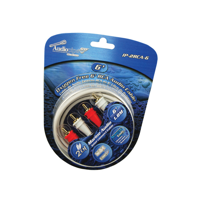 Audiopipe IP-2RCA-6 Oxygen Free 6’ (1.8 m) 2-Channel Marine Grade RCA Audio Cable