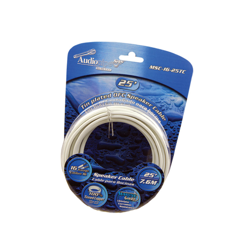 Audiopipe MSC-16-25TC MSC-16-25TC Flexible PVC Tin Copper-Plated OFC Speaker Wire 16 AWG