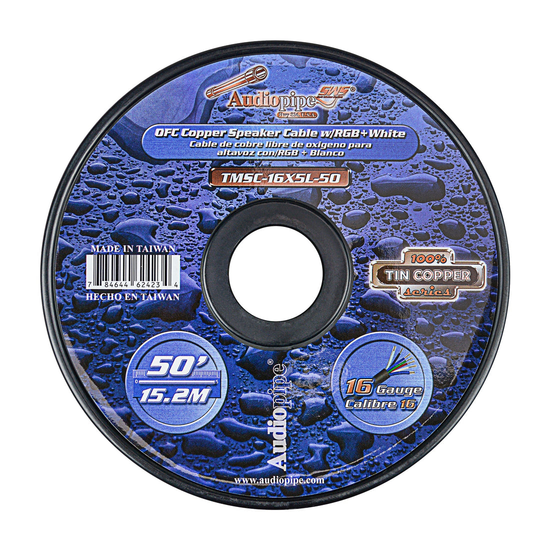Audiopipe TMSC-16X5L-250 Multiconductor 16 AWG Speaker Cable with RGB+W Audiopipe