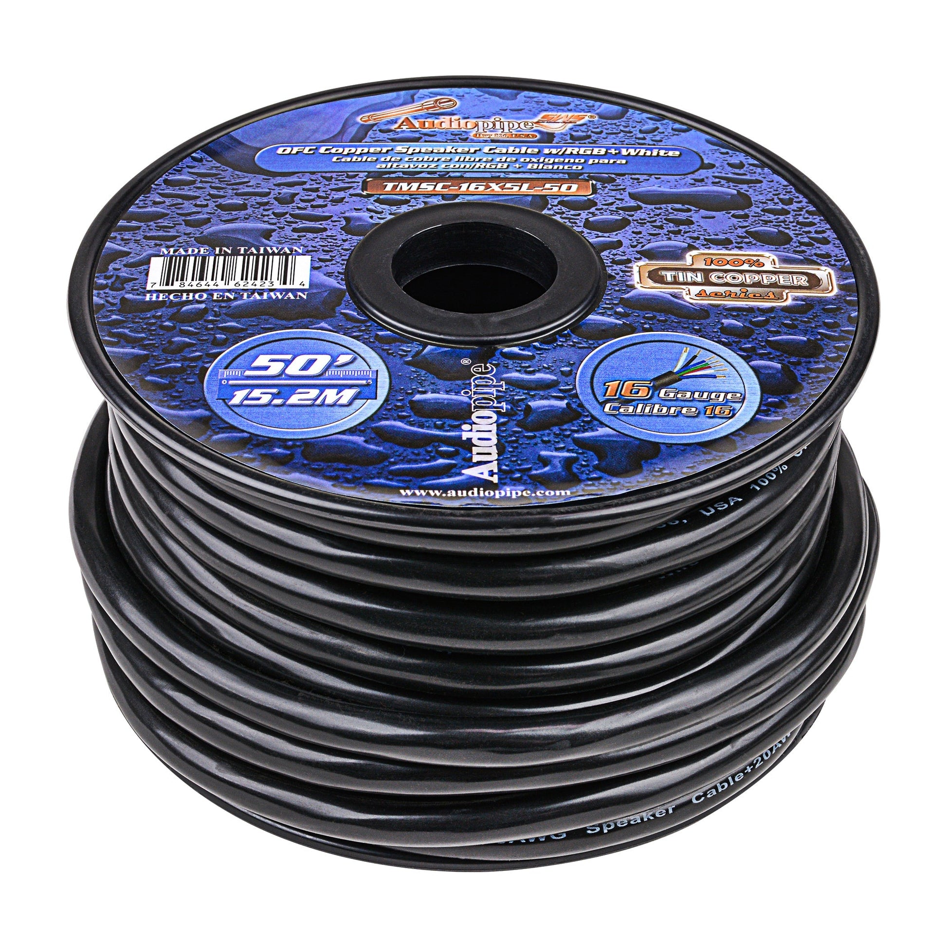Audiopipe TMSC-16X5L-250 Multiconductor 16 AWG Speaker Cable with RGB+W Audiopipe