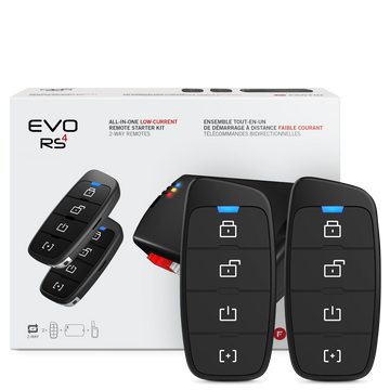 Fortin EVO-ALL-442 2-way long-range RF kit Included all-in-one remote starter kit with 2 4-button remotes. Fortin