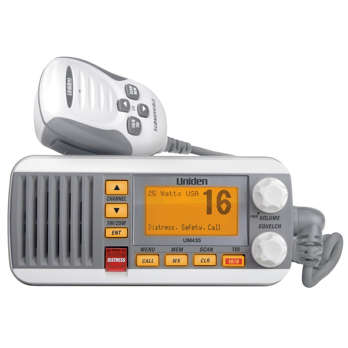 Uniden UM435 25 Watt Full Featured Fixed Mount Vhf Marine Radio With 4 Digit & "b" Channels -white Uniden