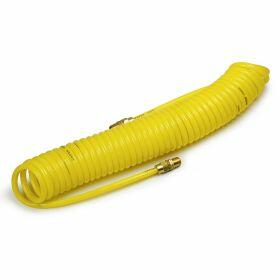 Titan Tools 19368 Titan - 25 Foot 125 Psi (375 Psi Max) Yellow 1/4"  Polyurethane Recoil Air Hose With 1/4" Npt 360 Degree Swivel Brass Fitting, Field Repairable Titan Tools