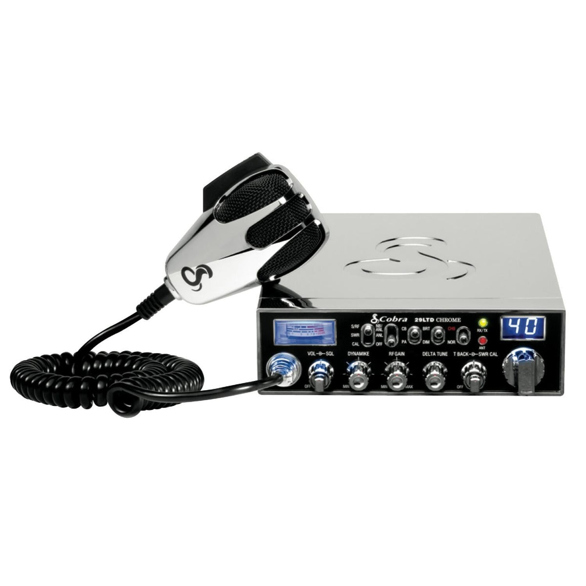 Cobra C29LTDSE-C 29ltdchr Professional 40 Channel CB Radio With Black Face, Chrome Housing & Mic, Built In Swr Bridge Rf & Mic Gain, Talkback Cobra