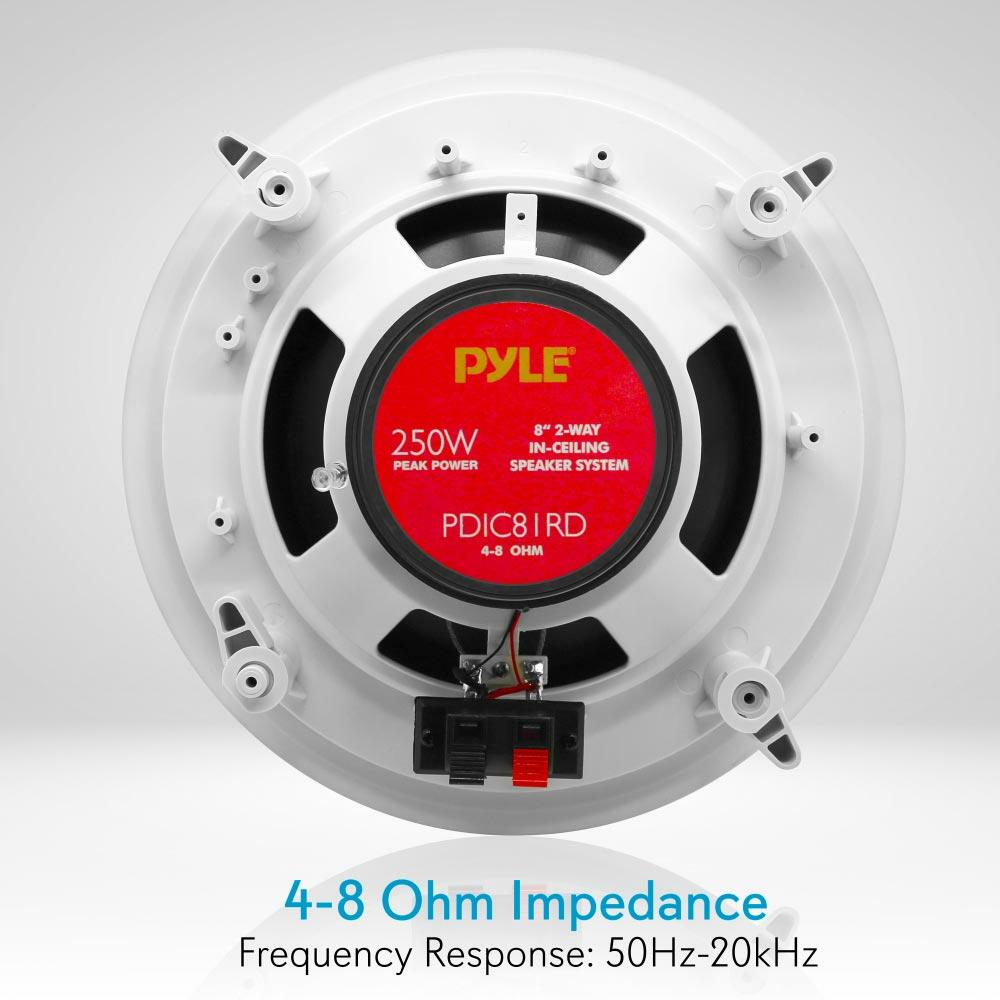 Pyle PDIC81RD  8″ Wall/Ceiling Mount Speakers (White) Pyle