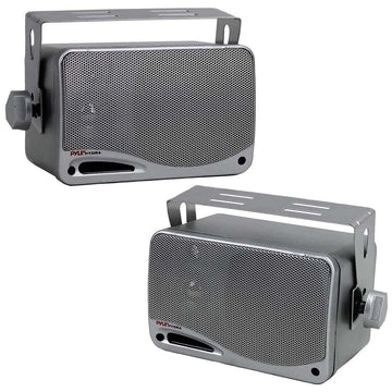 Pyle PLMR24S  Marine 3-Way Box Speakers with 3.5” Woofer (Silver) Pyle