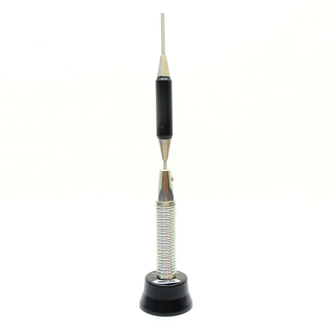 Larsen NMO800 806-866 Mhz 4.5 Db Gain Antenna With Black Base, Chrome Spring & .100 Diameter Chrome Enclosed Coil Whip Larsen