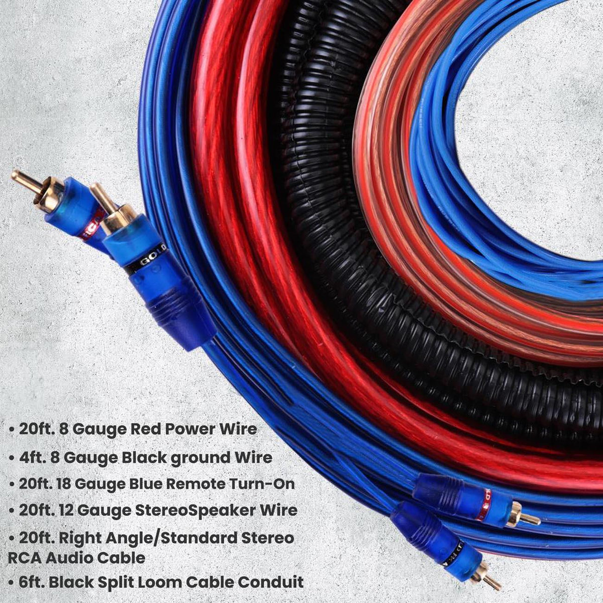 Pyle PLMRAKT8  8 Gauge Amplifier Wiring Kit Marine Grade - 1000 Watts Pyle