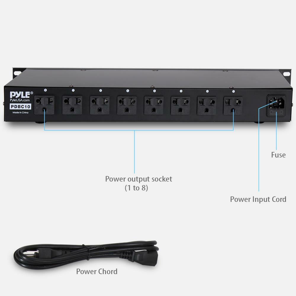 Pyle PDBC10  8-Outlet Rack Mount Power Supply Center Pyle