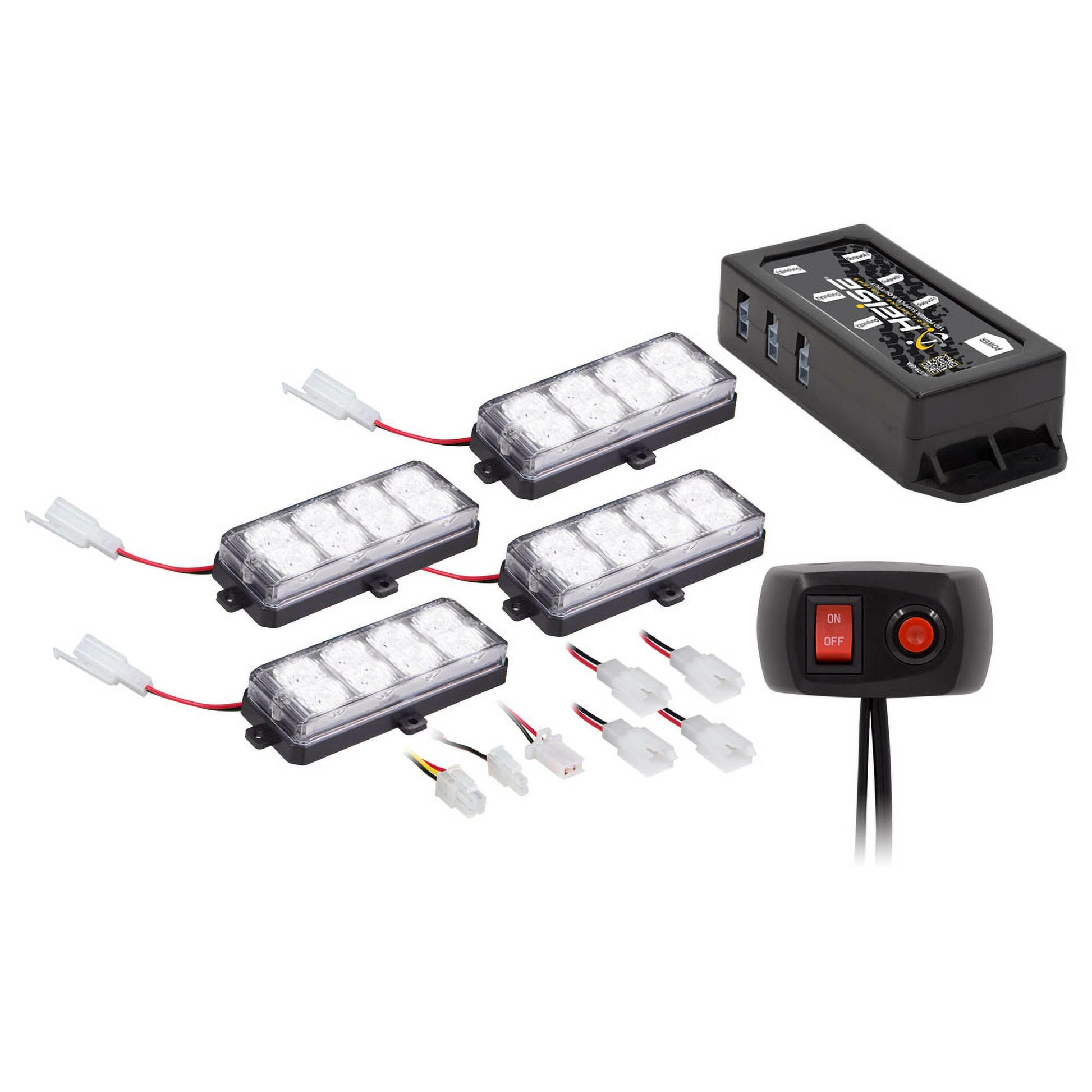 Heise HE-MUSTR-GRW White Grille Strobe Kit - 8 LED, 4-Pack HEISE LED Lighting Systems