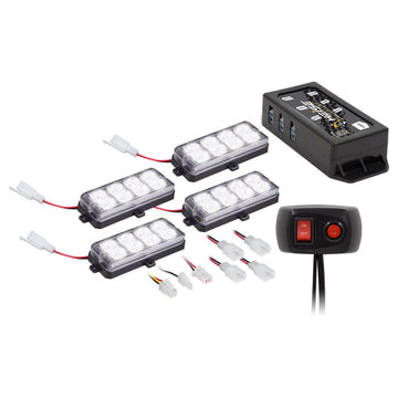 Heise HE-MUSTR-GRW White Grille Strobe Kit - 8 LED, 4-Pack HEISE LED Lighting Systems