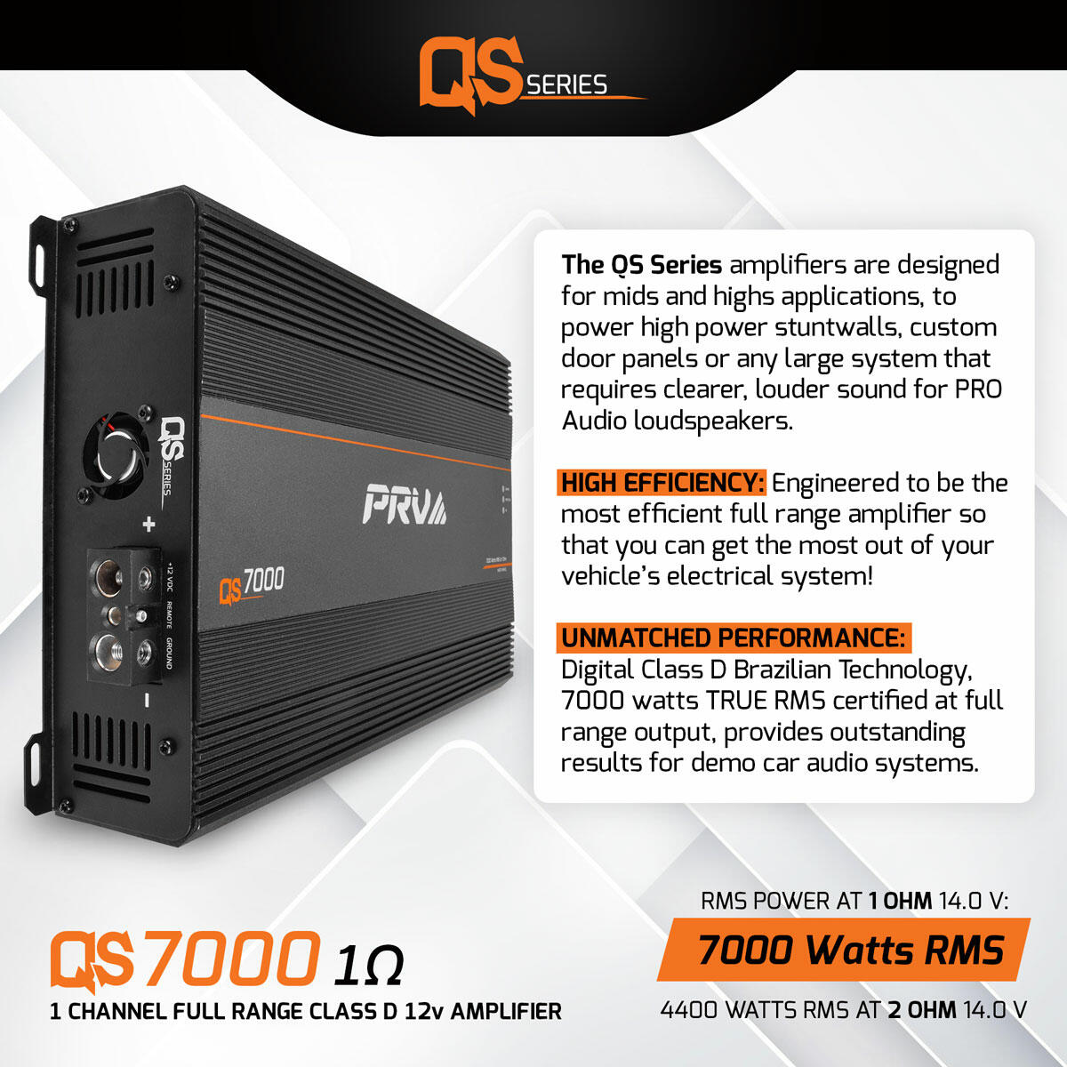 PRV Audio QS7000 1 Ohm 1 Channel Full Range Amplifier PRV Audio