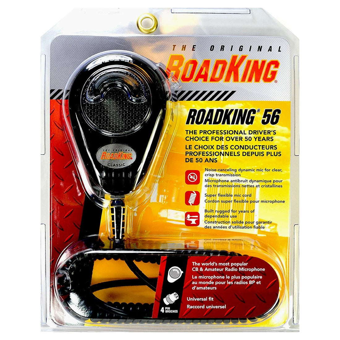 Telex RK564P Roadking - Professional Noise Cancelling Dynamic Microphone With Durable Black Housing & Black Coiled Cord With 4 Pin Connector Telex