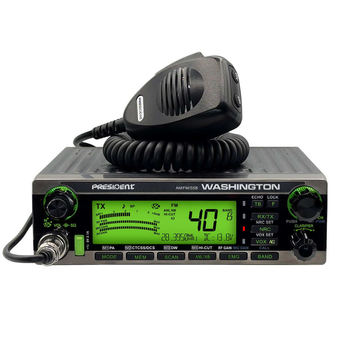 President WASHINGTON 10/12 Meter AM/FM/SSB Mobile Radio (80 Watts Version) President