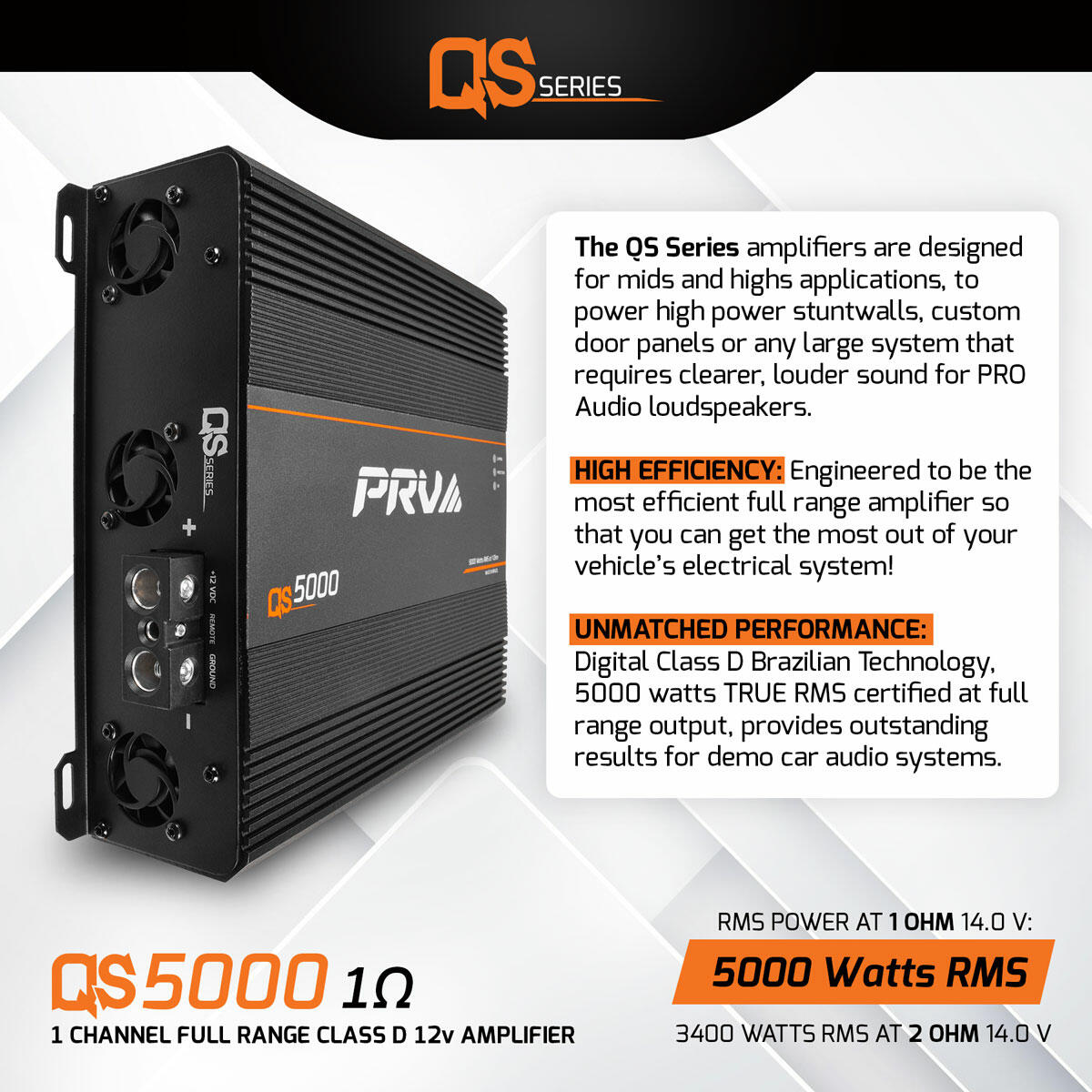 PRV Audio QS5000 1 Ohm 1 Channel Full Range Amplifier PRV Audio