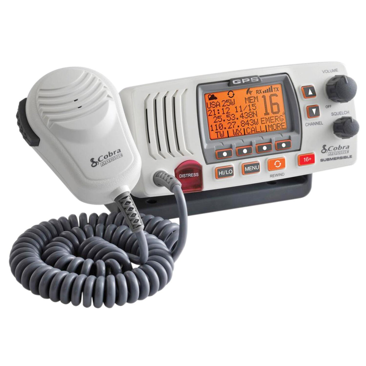 Cobra MRF77WGPS Class D 25 Watt Ipx8/jis8 Submersible Vhf Marine Radio With Gps - In White Cobra