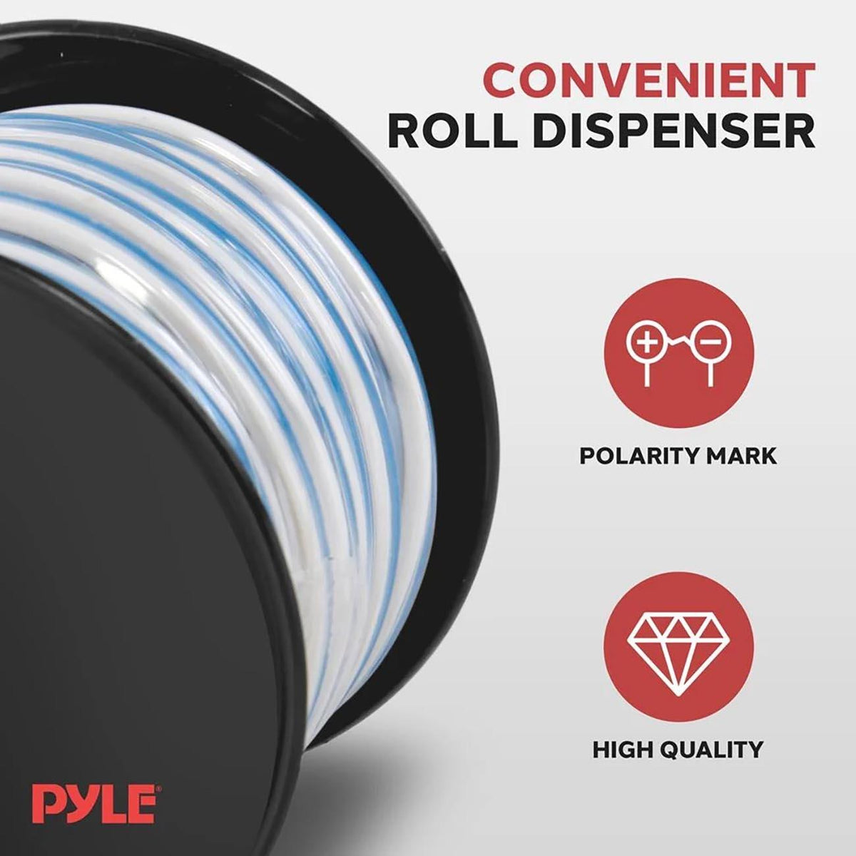 Pyle PLMRSW50  Marine Speaker Wire 18 Gauge 50 Foot – Blue/White Pyle