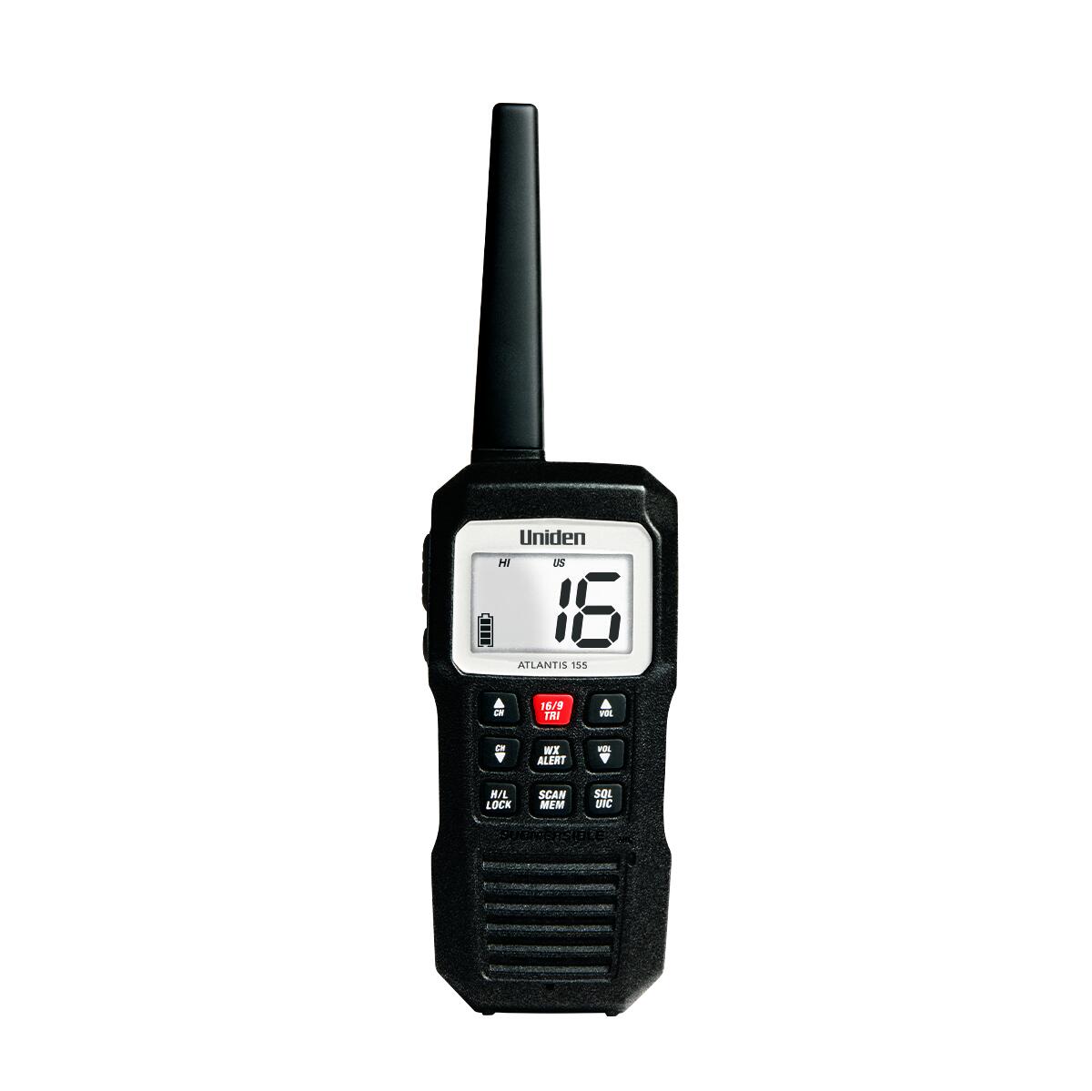 Uniden ATLANTIS155  Compact Floating 3/1 Watt Vhf Marine Handheld Radio With 4 Digit & "b" Channels Uniden