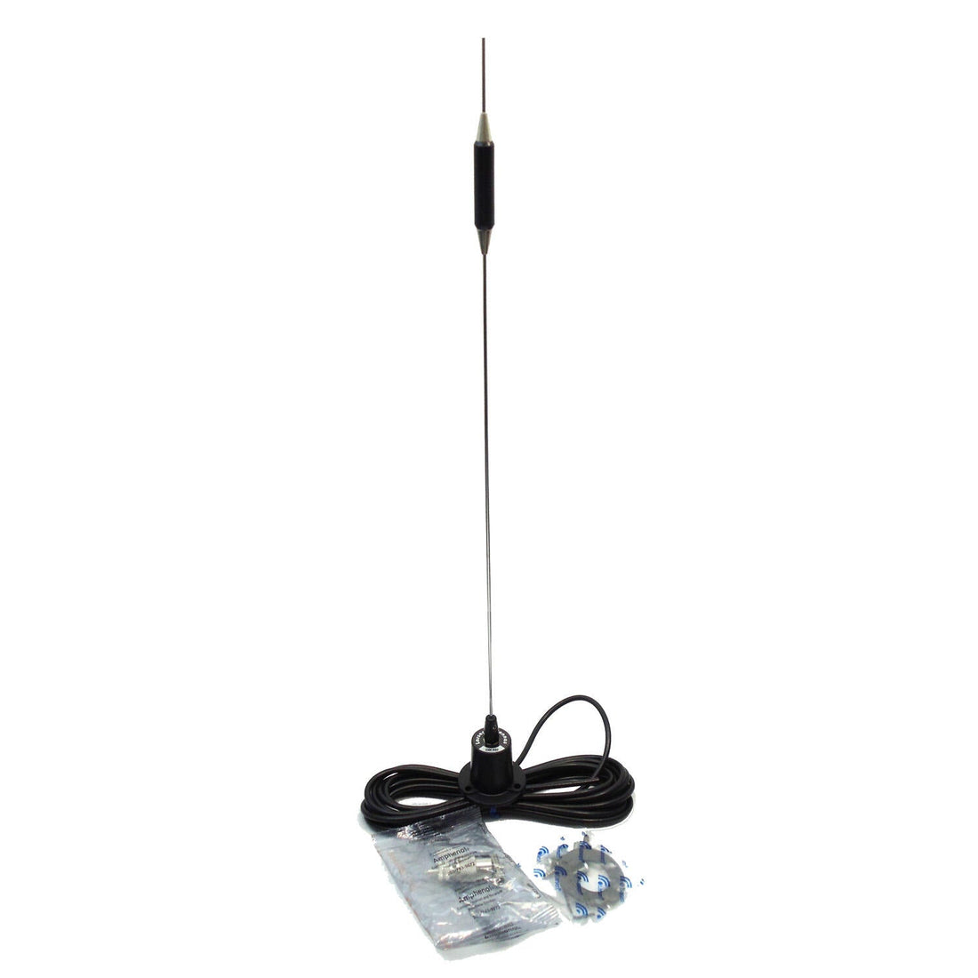 Larsen OM450K 450-470 Mhz 5db Gain Om450ck Antenna With .100 Chrome Whip, 17 Feet Coax Cable & Solder On Pl259 Connector Larsen