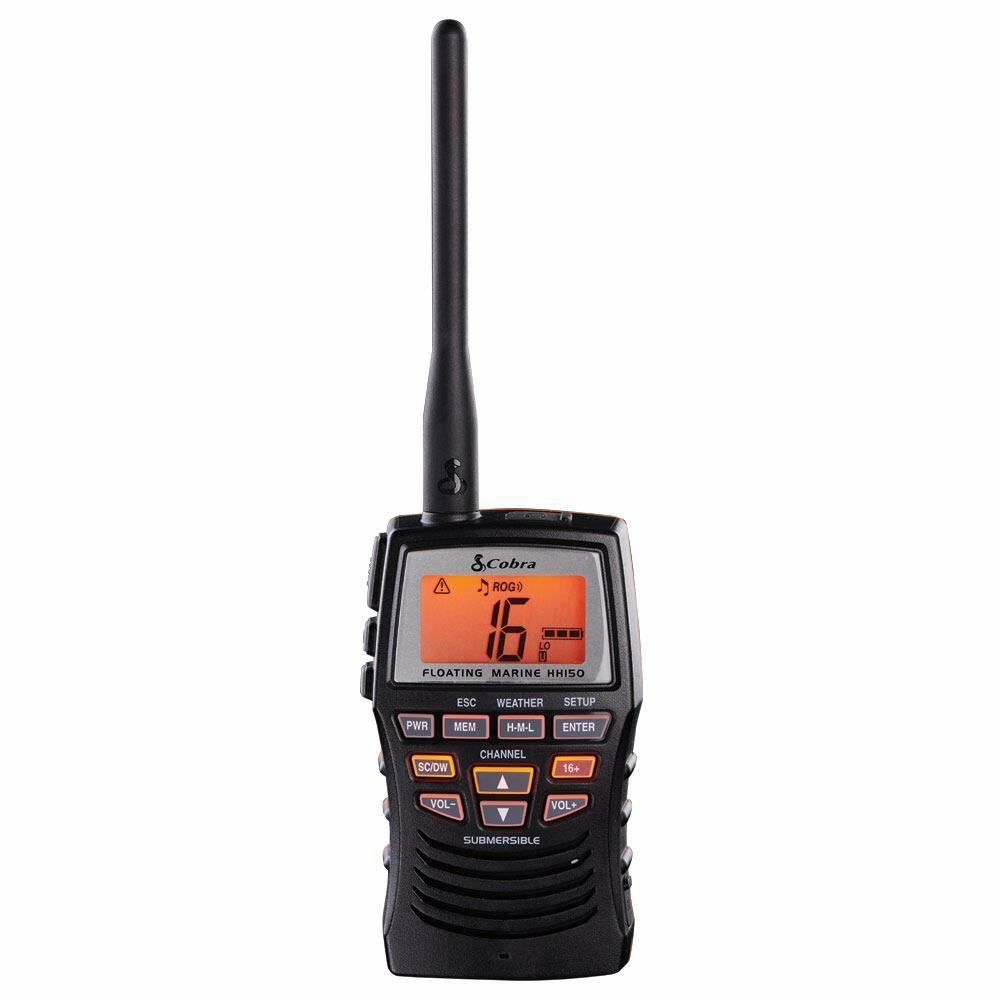 Cobra MRHH150FLT 3 Watt Vhf Handheld Marine Radio With Noaa Weather & Alerts, Submersible For 30 Minutes Cobra