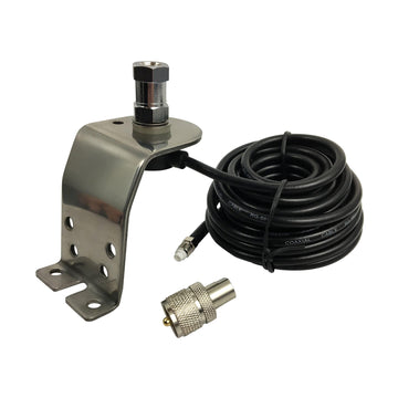 Accessories Unlimited AUC10K Tall Fender Or Groove Antenna Mount With 18' RG58AU Weather Resistant Coax Cable & PL259 Accessories Unlimited