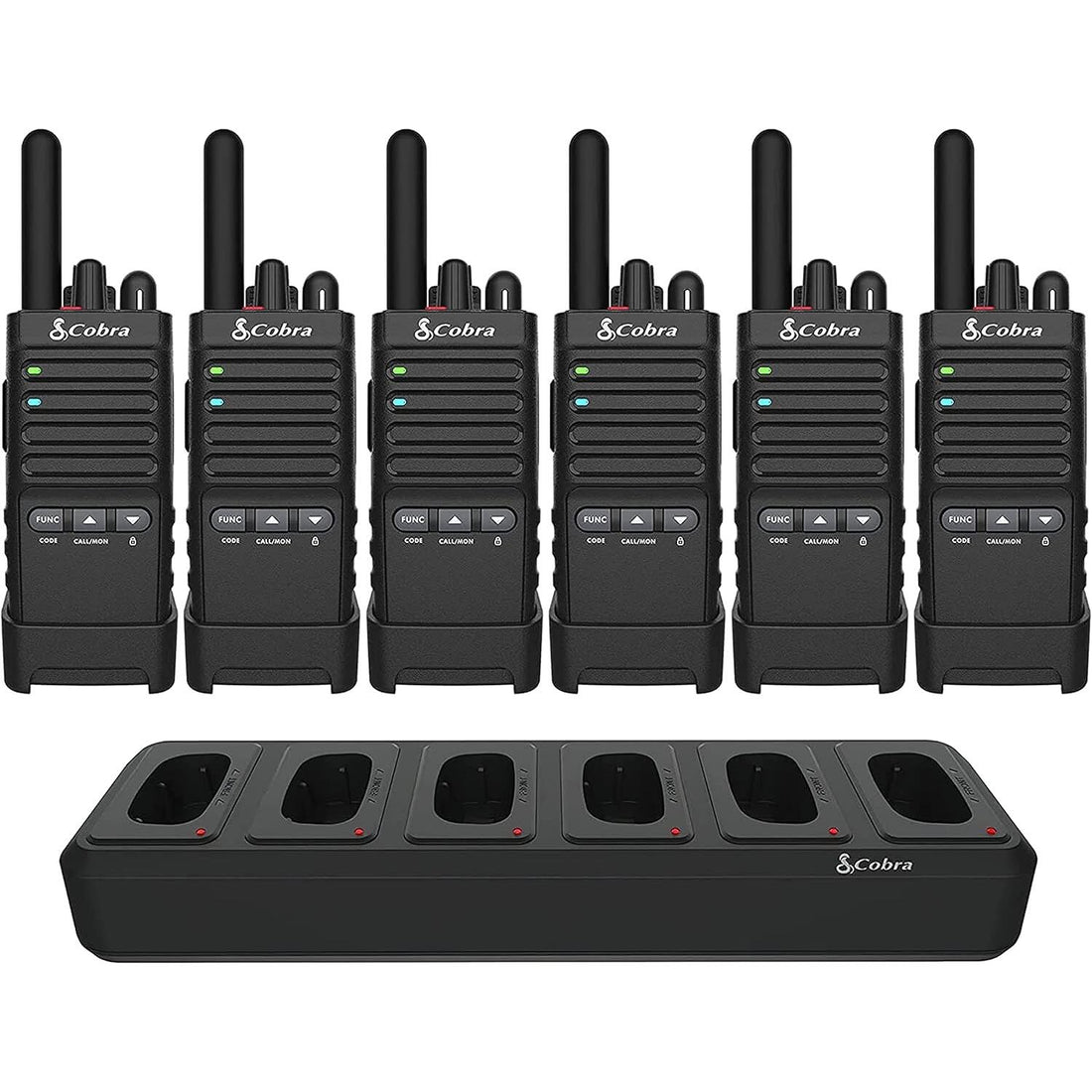 Cobra PX650BCH6 6 Pack Uhf Business Radios With 42 Mile Range & Dock Charger Cobra