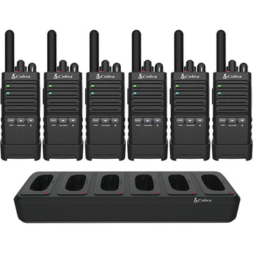 Cobra PX650BCH6 6 Pack Uhf Business Radios With 42 Mile Range & Dock Charger Cobra