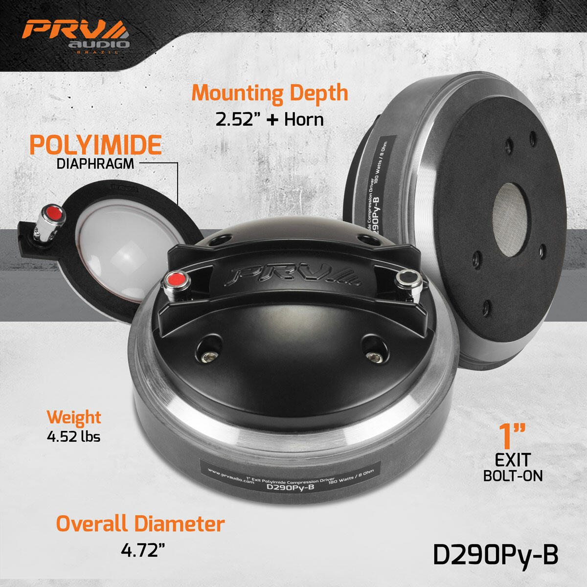 PRV Audio D290Py-B 1" EXIT PRO AUDIO POLYIMIDE COMPRESSION DRIVER PRV Audio