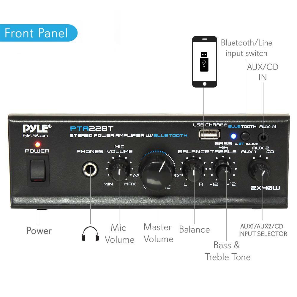 Pyle PTA22BT  Bluetooth Mini Stereo Amplifier with Bluetooth Pyle