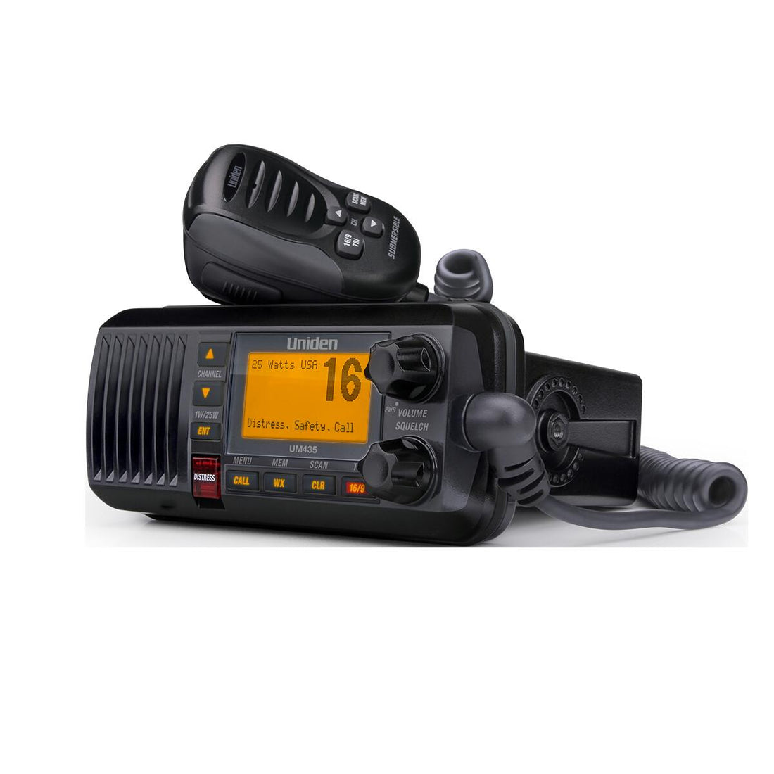 Uniden UM435BK 25 Watt Full Featured Fixed Mount Vhf Marine Radio With 4 Digit & "b" Channels -black Uniden