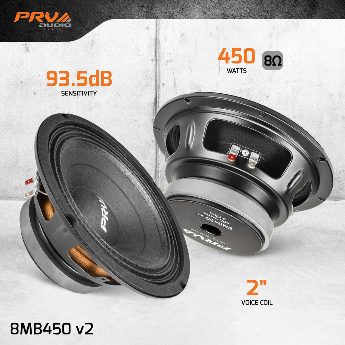 PRV Audio 8MB450 v2 8" MIDBASS LOUDSPEAKER (Each) PRV Audio