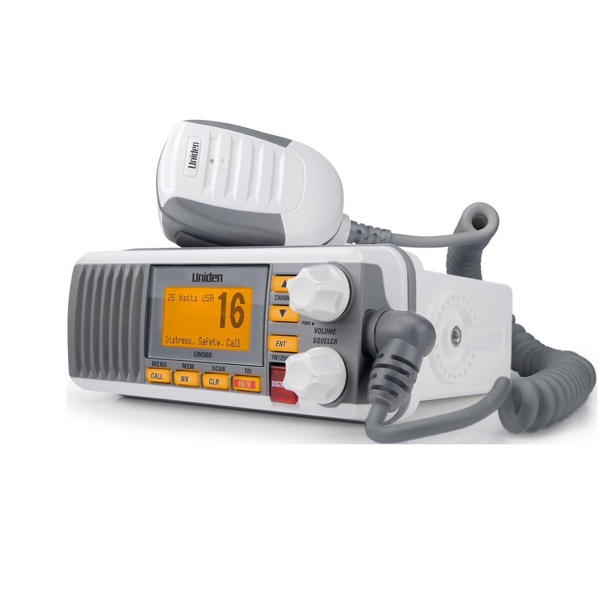 Uniden UM385BK 25 Watt Fixed Mount Class D Submersible Vhf Marine Radio With 4 Digit & "b" Channels -black Uniden