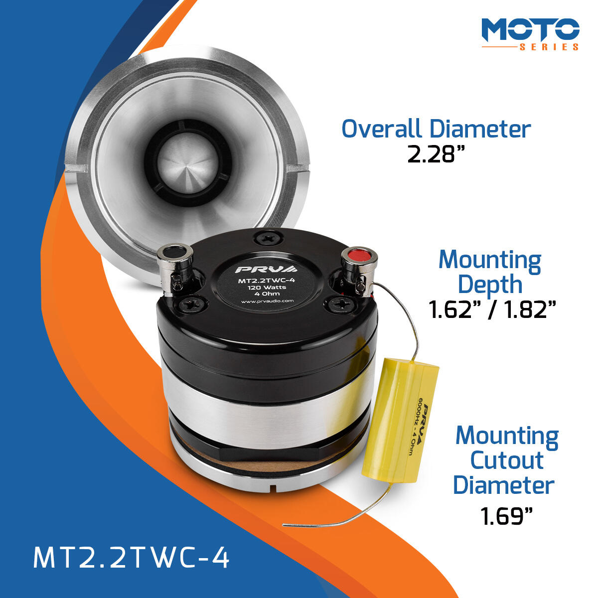 PRV Audio MT2.2TWC-4 2.25" Short Horn Chrome Tweeter PRV Audio