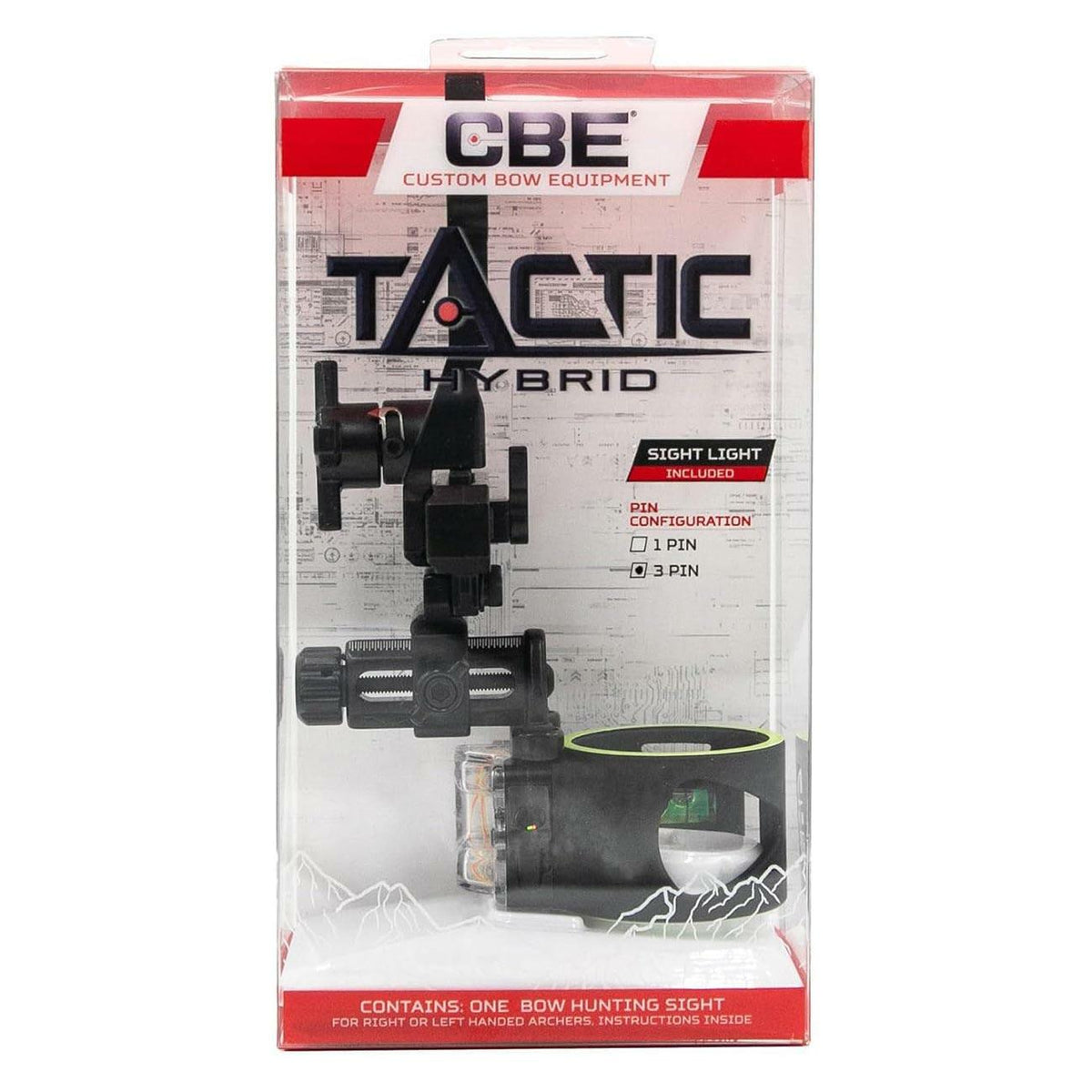 CBE CBE-TCH-3-19  Archery Tactic Hybrid 3-Pin Bow Sight with 0.019 Fibers (Ambidextrous) CBE