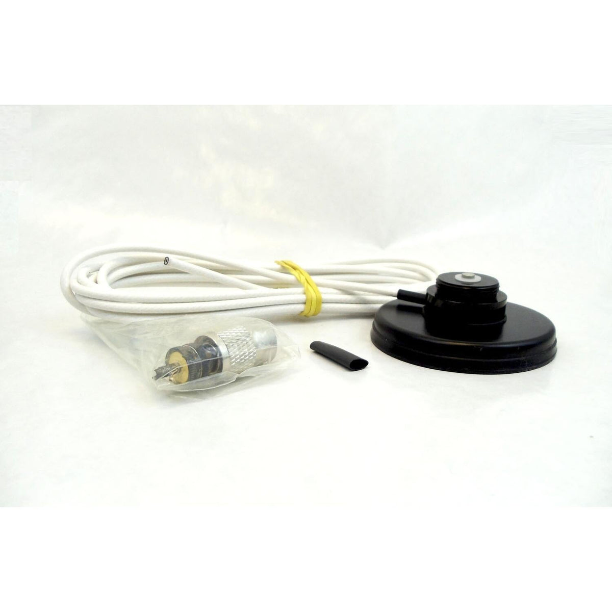 PCTEL & Maxrad RBGFP Black 3-1/4" Round Magnet Mount With White 12' Rg-58 Coax & Loose Teflon Solder On Pl259 Connector PCTEL/Maxrad