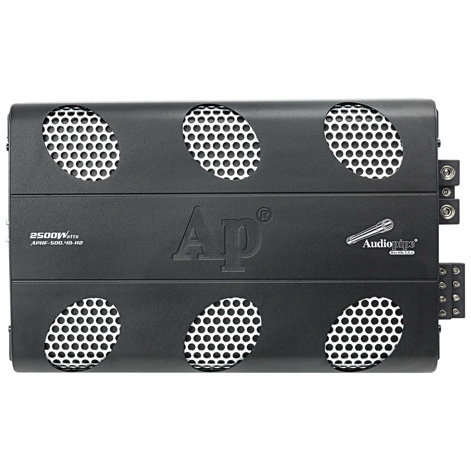 Audiopipe APHF-500.4D-H2 2500 Watts Full Range Class D Mosfet Amplifier 2 Ohms (APHF-500.4D-H2) Audiopipe